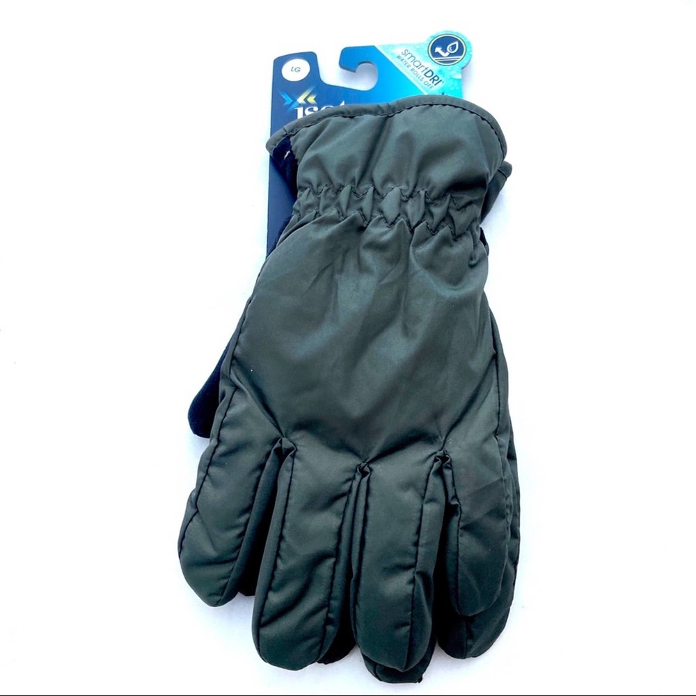 Winter Gloves Isotoner Mens Black Gray Lightweight Smart Touch Waterproof Size L - Picture 2 of 7